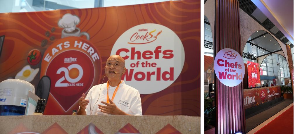 Chef See Cheong Yan conducting a live culinary demonstration for École Ducasse at Enderun Colleges during MAFBEX 2026.