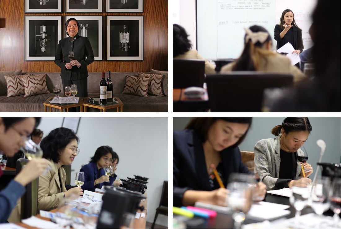 Participants learning wine tasting techniques during Enderun Extension's WSET® program.